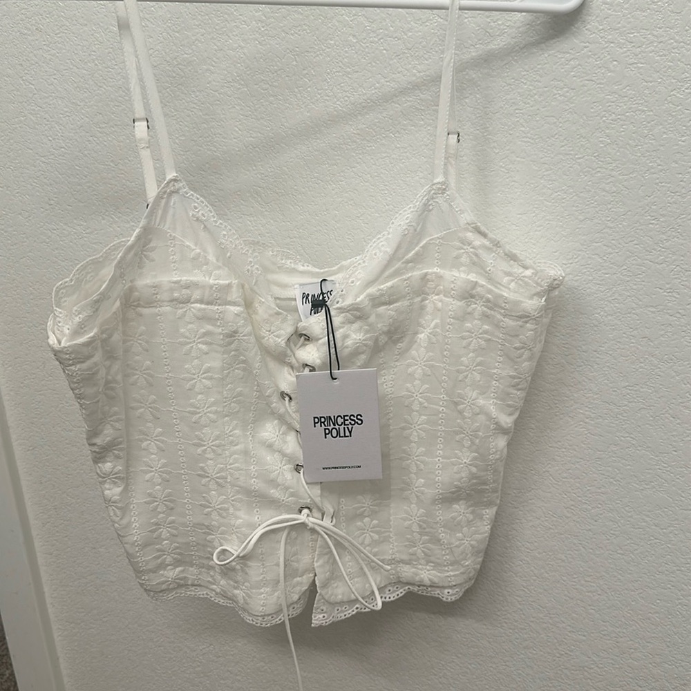Princess Polly amitri lace up top ivory
